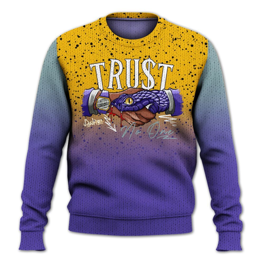 Sweater To Match Imperial Purple 4s - Snake Trust No One Drip Graphic