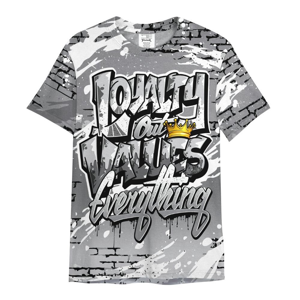 Shirt To Match Retro Wolf Grey 5s - Values Of Loyalty Drip All Over Print