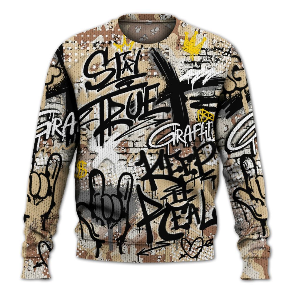 Knitted Sweater To Match Desert Camo 3s - True It Real Graffiti Streetwear