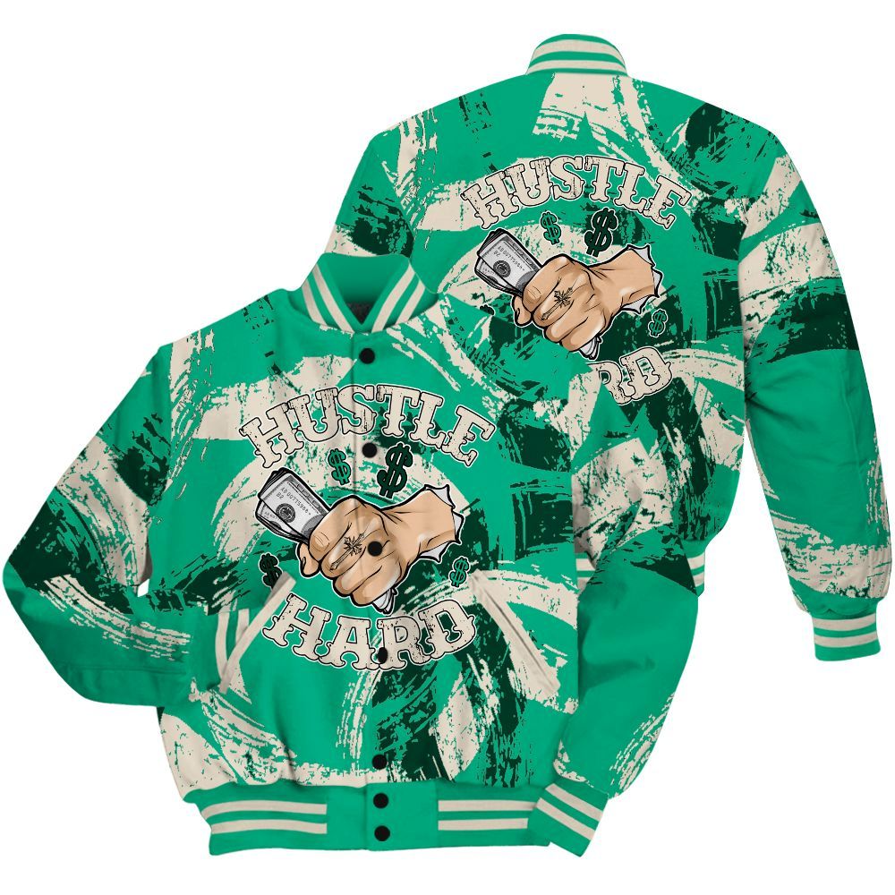 Varsity Jacket To Match Oxidized Green 4s Shirt - Hustles Hard! Splash All Over Print