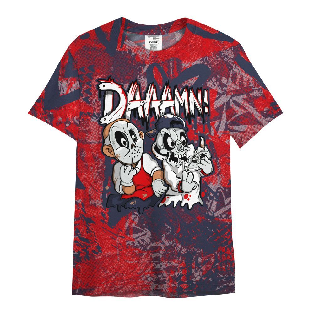 Shirt To Match Low OG Howard Bison 1s - Damn Shoe Graphic Heart Grunge All Over Print