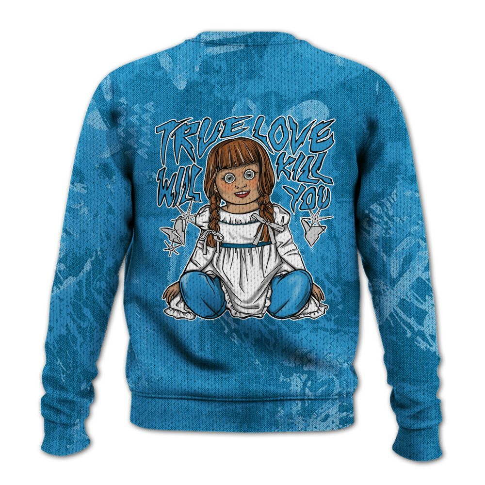 Knitted Sweater To Match Powder Blue 9s - Genuine Loves Bear Heart Grunge