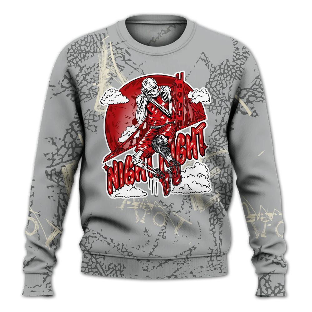 Sweatshirt To Match Cement Grey 3s - Seeya Skeleton Messyz All Over Print
