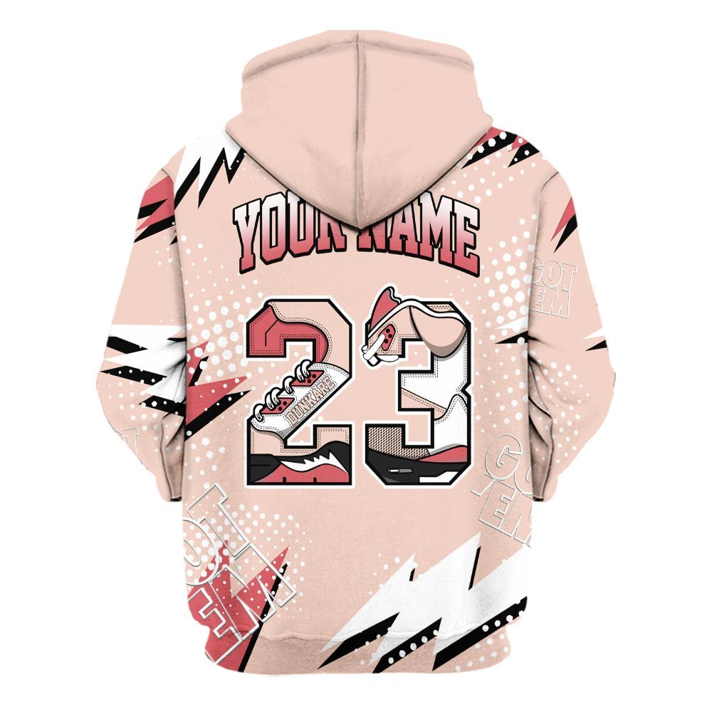 Hoodie To Match Washed Coral 2s Shirt, Custom Name Number 23 5s All Over Print