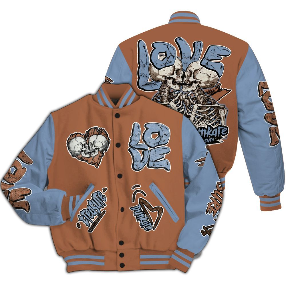 Varsity Jacket To Match Air Foamposite Metallic Copper - Skull Bear All Over Print