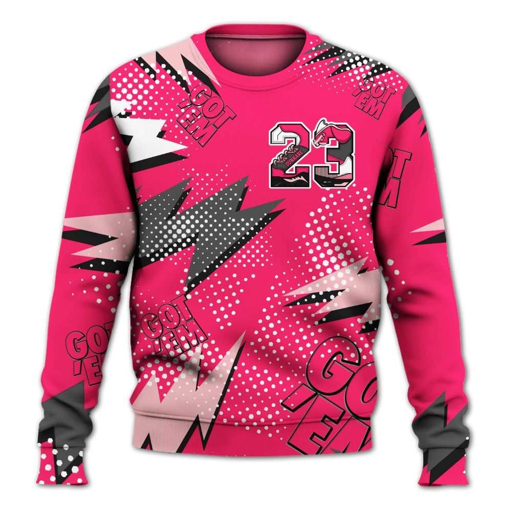 Sweatshirt To Match A'One Hyper Pink Shirt, Custom Name Number 23 5s All Over Print