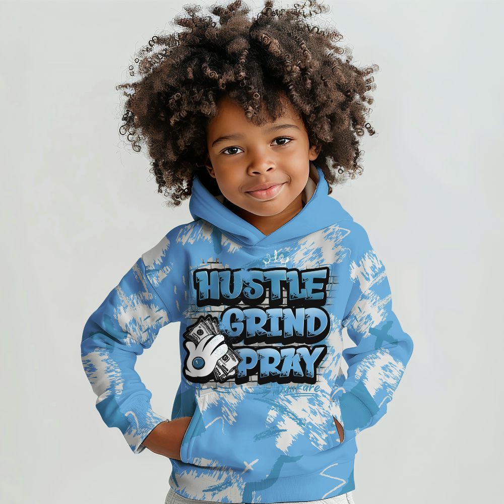 Hoodie To Match SB Dunk Low University Blue - Hustle Grind Pray Retro All Over Print