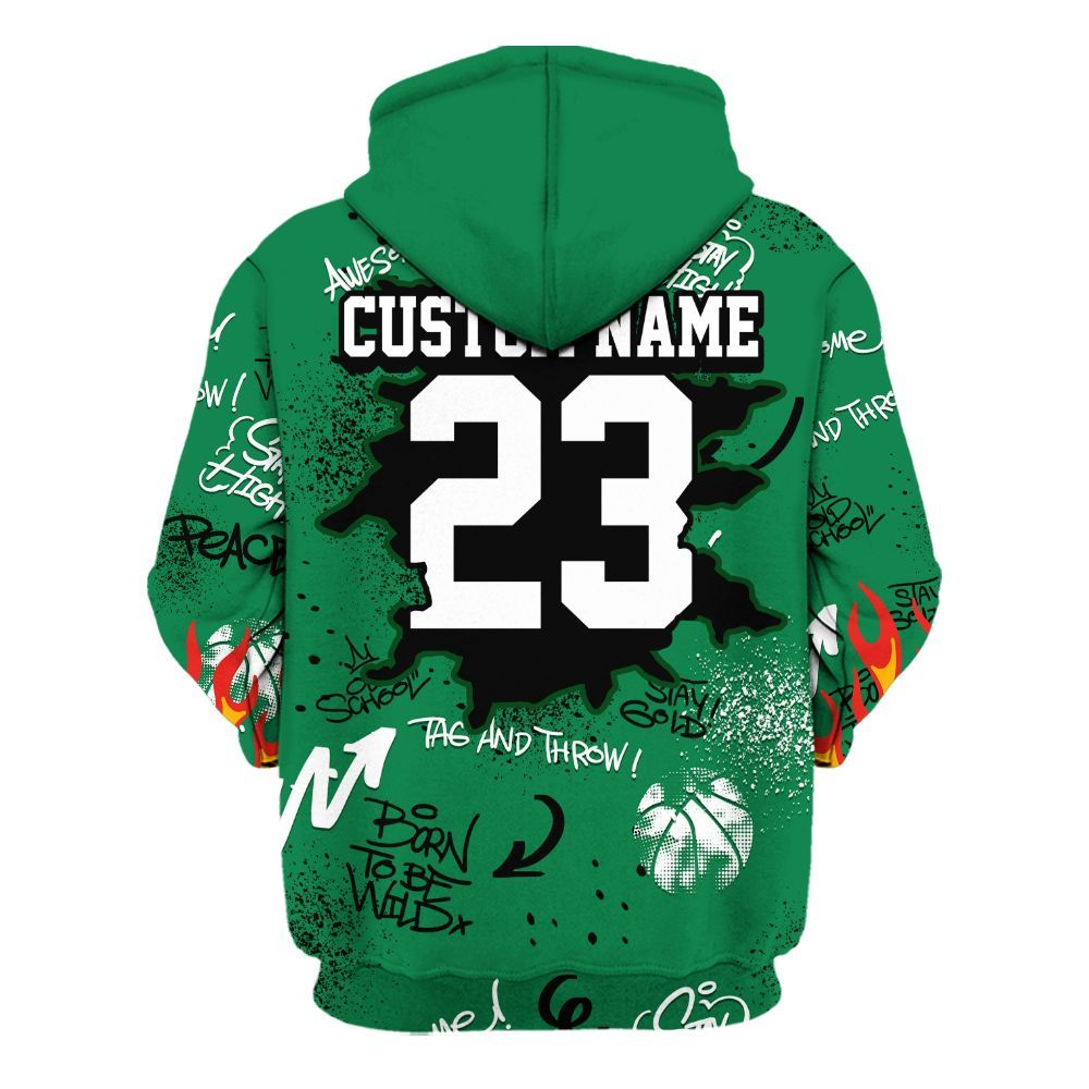 Hoodie To Match Pine Green 13s - Number 23 Basketball Bear Custom Name All Over Print