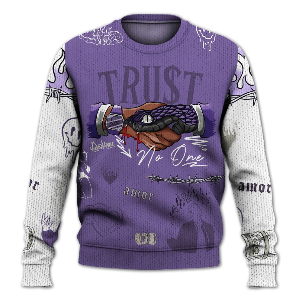 Knitted Sweater To Match Dunk Low Black Raspberry - Snake Trust No One