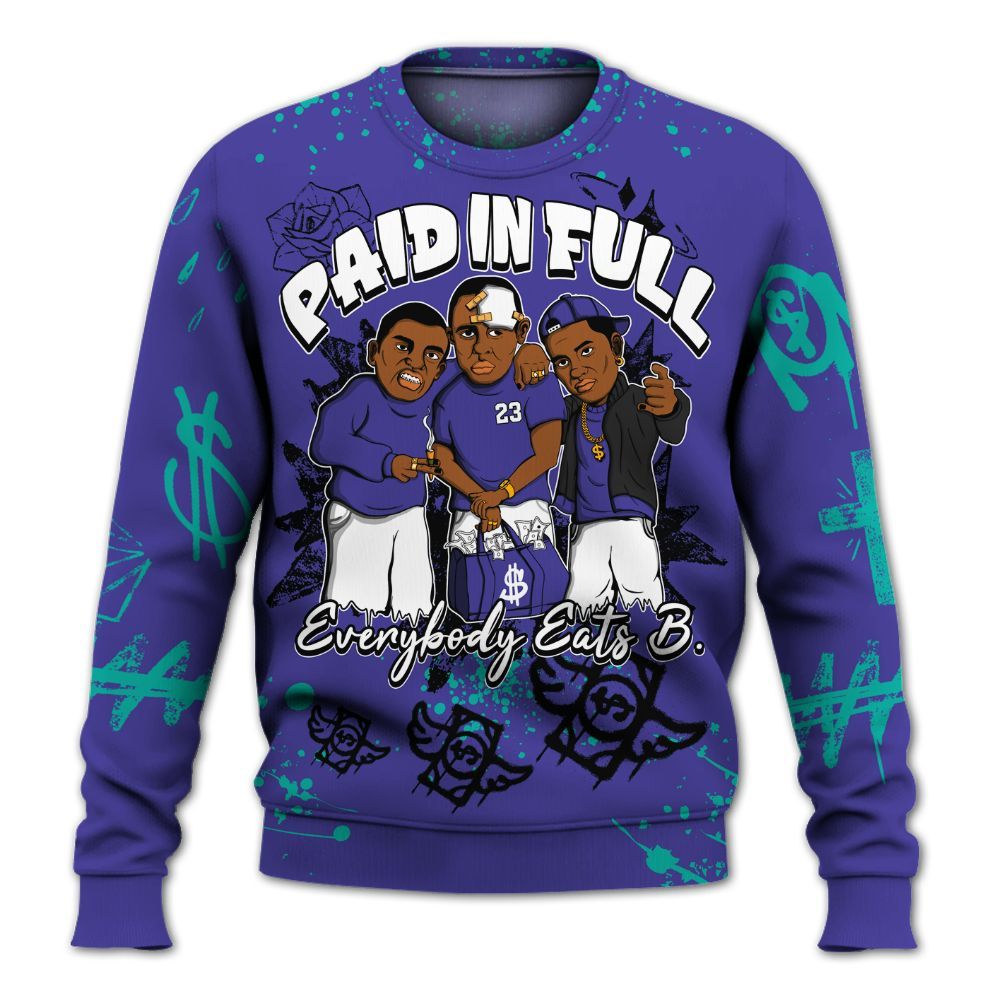 Sweatshirt To Match Retro Grape 5s - Paid In Full Crayon All Over Print