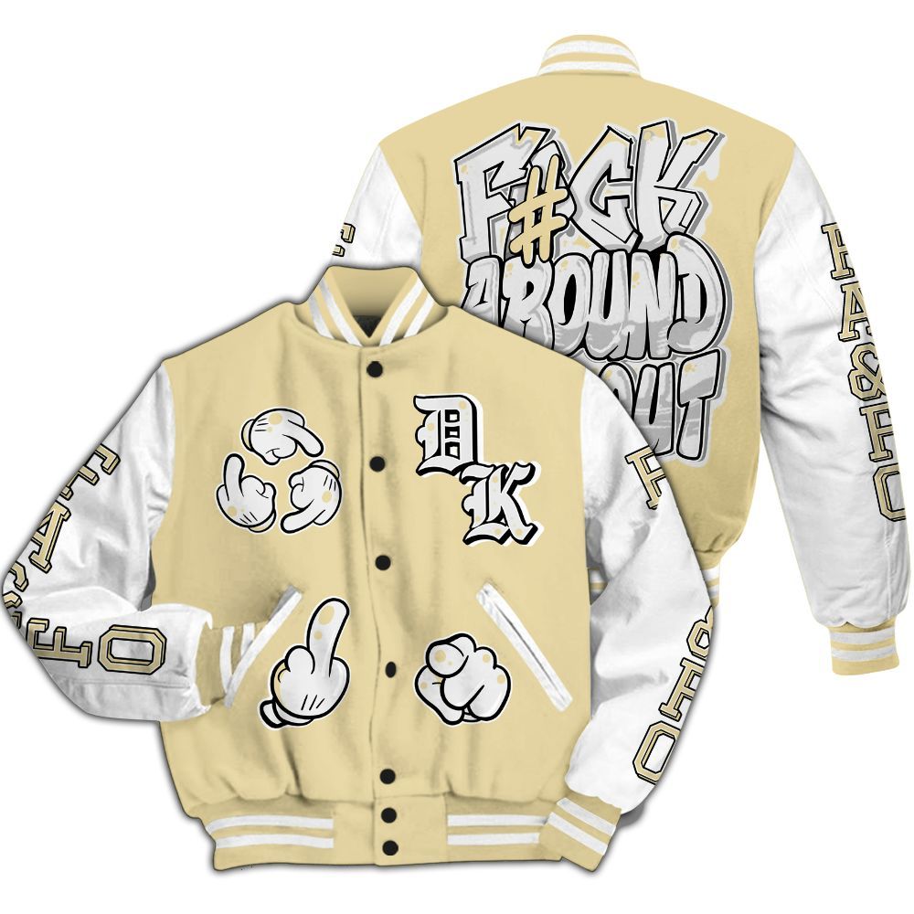 Varsity Jacket To Match Women Phantom 12s - F Around Find Out Graphic All Over Print