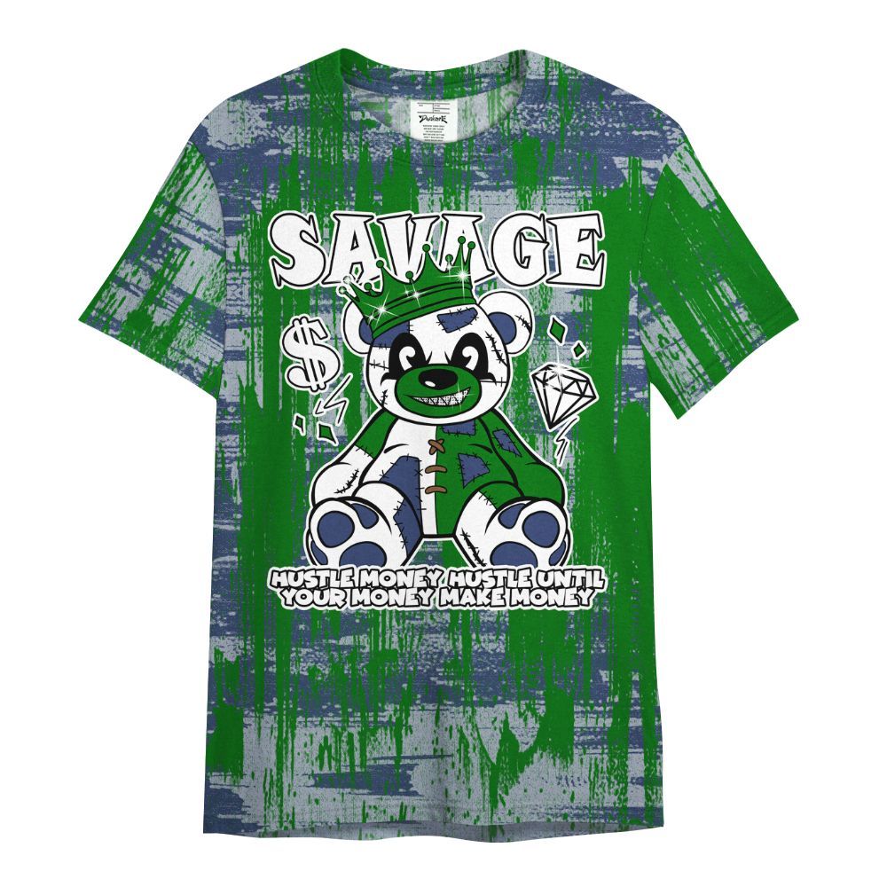 Shirt To Match Midnight Navy 13s - Savages Bear Glitch Art All Over Print