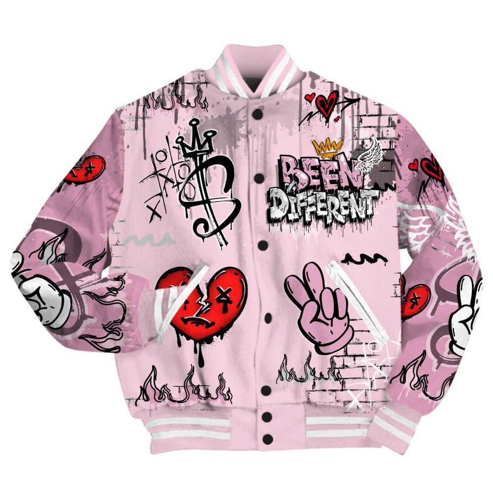 Varsity Jacket To Match Orchid 4s - Been Dif2erent Drip Graffiti All Over Print