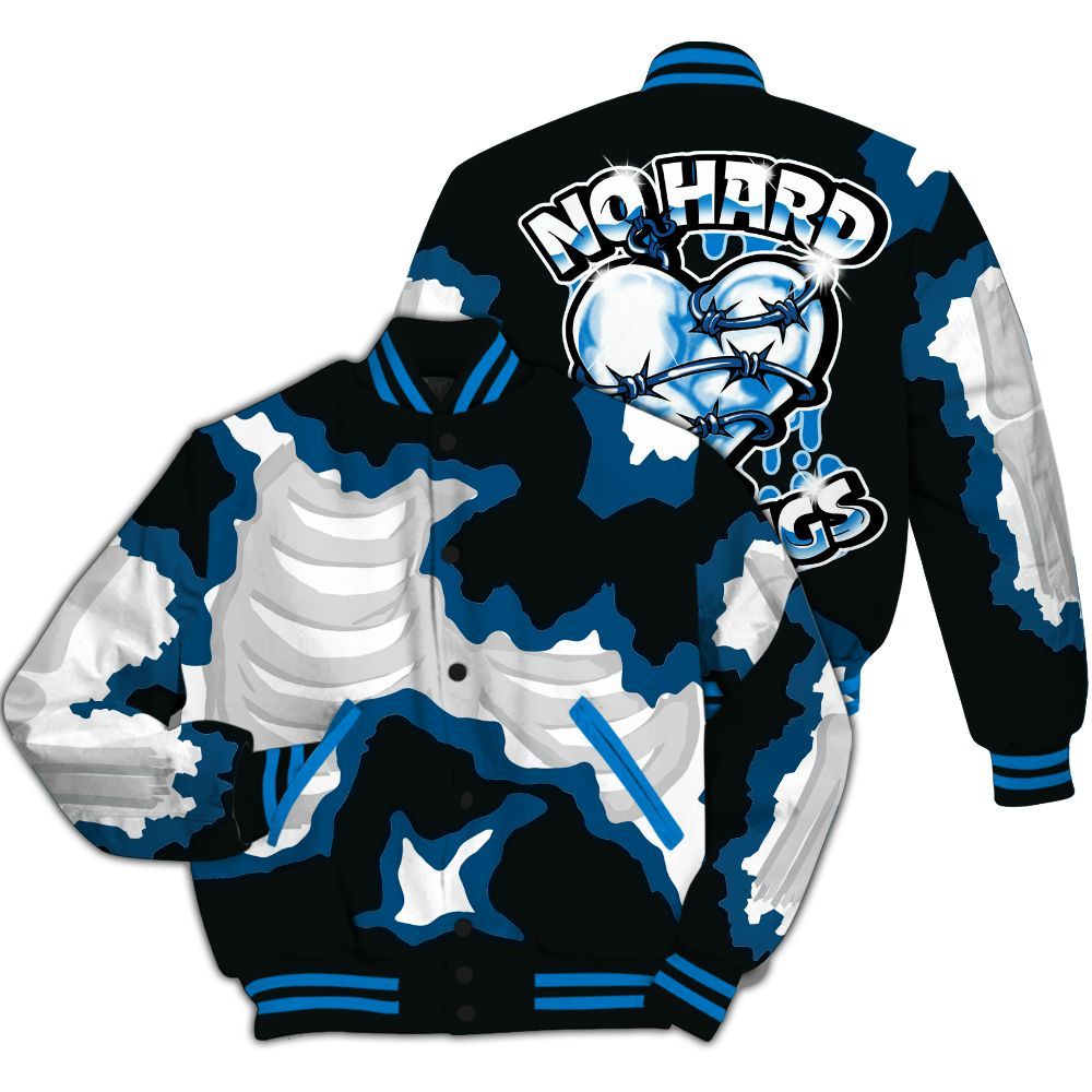 Varsity Jacket To Match High OG FragmentxULA White Black 1s - Hard Feeling Graphic Heart Break All Over Print