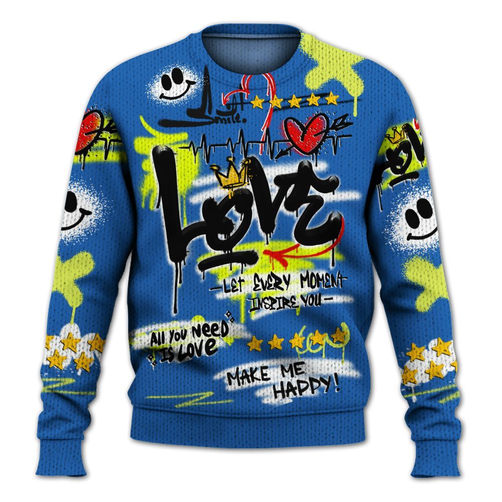 Sweater To Match Griffey Max 1 Varsity Royal - Happy Love Beats Graffiti Streetwear Graphic