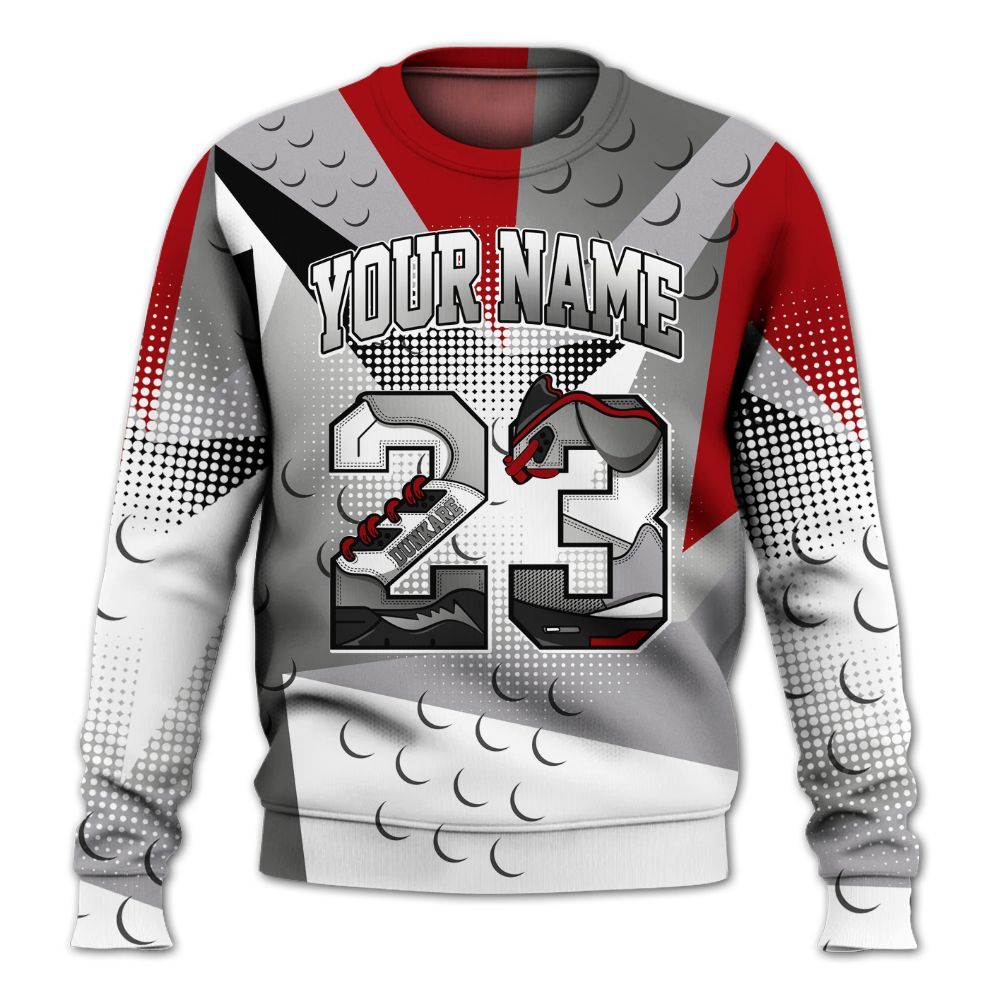 Sweatshirt To Match Metallic Silver 14s - Poly Custom Name Number 23 5s All Over Print