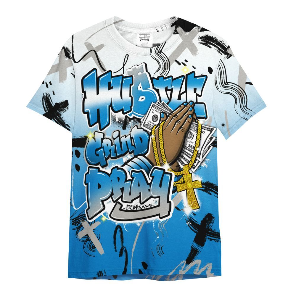 Shirt To Match Industrial Blue 4s - Money Hustle Grind Pray All Over Print