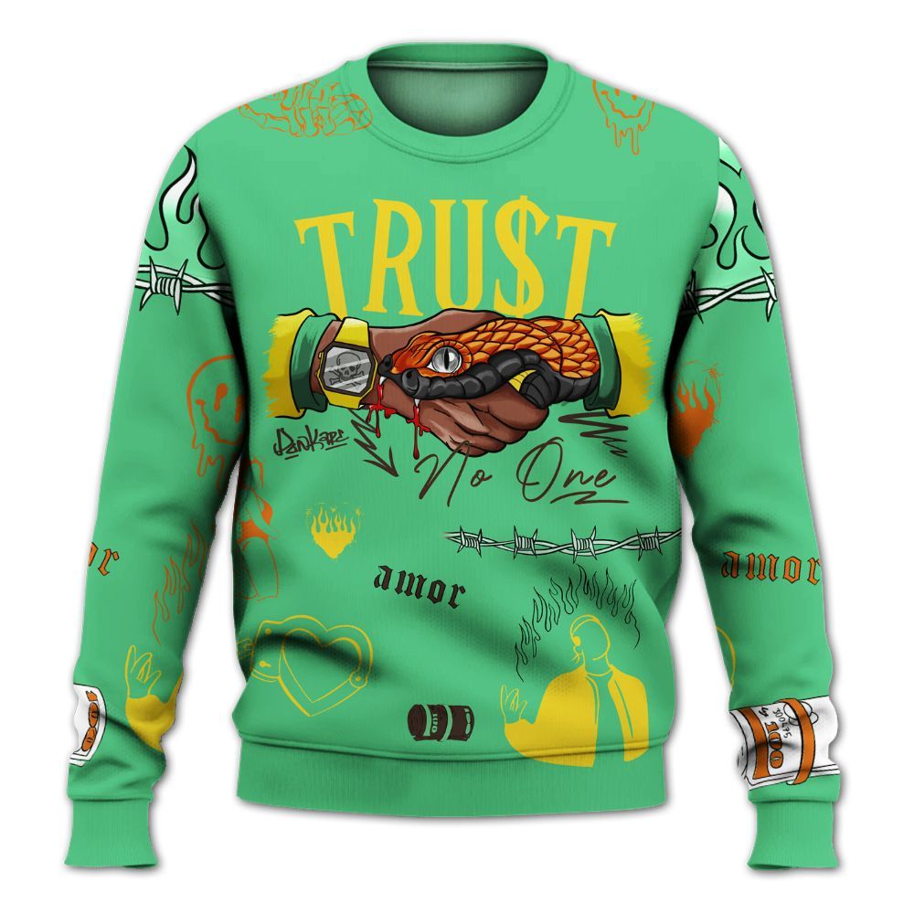 Sweatshirt To Match SB Dunk Low Tourmaline - Snake Trust No One All Over Print