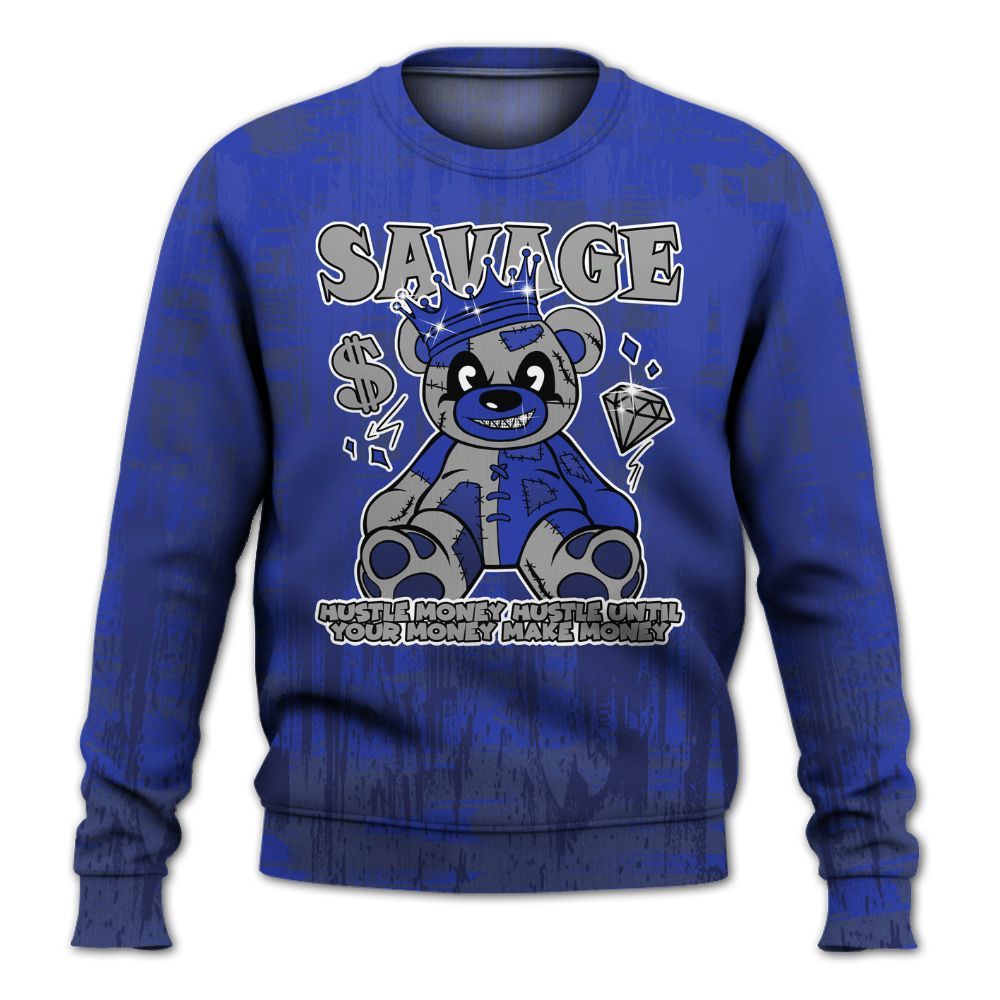 Sweatshirt To Match Air Max Plus Black Racer Blue - Savages Bear Glitch Art All Over Print