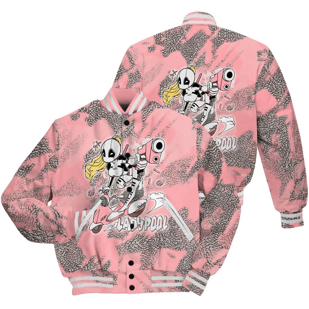 Varsity Jacket To Match Retro Wings 3s Shirt - Lady Pool Cartoon Abstract Halftone All Over Print