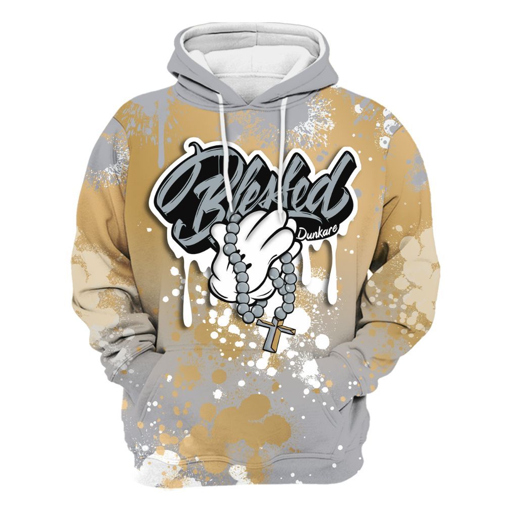 Hoodie To Match Retro High OG Cool Grey 1s - God Blessed Ink Drip All Over Print