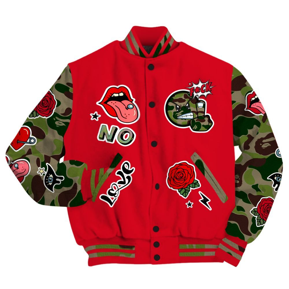 Varsity Jacket To Match Air Max 90 Duck Camo Red - FK Around Find Out All Over Print