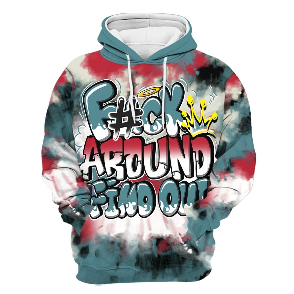 Hoodie To Match Dunk Low Denim Turquoise Royal - Tie Dye FK Around Find Out All Over Print