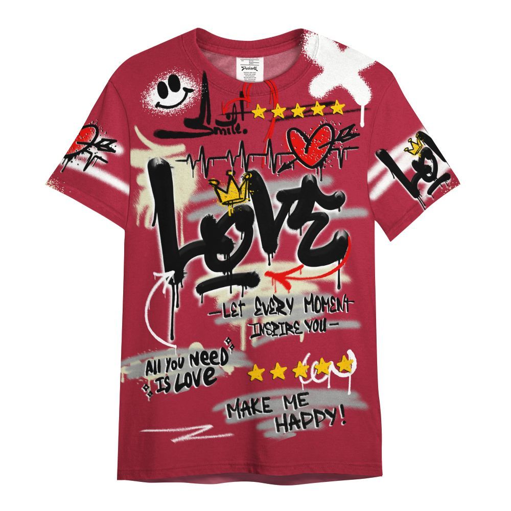 Shirt To Match High OG Chicago Shadow 1s - Happy Love Beats Graffiti All Over Print