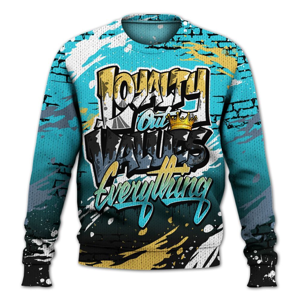 Sweater To Match Retro Gamma Blue 11s - Values Of Loyalty Drip Graphic