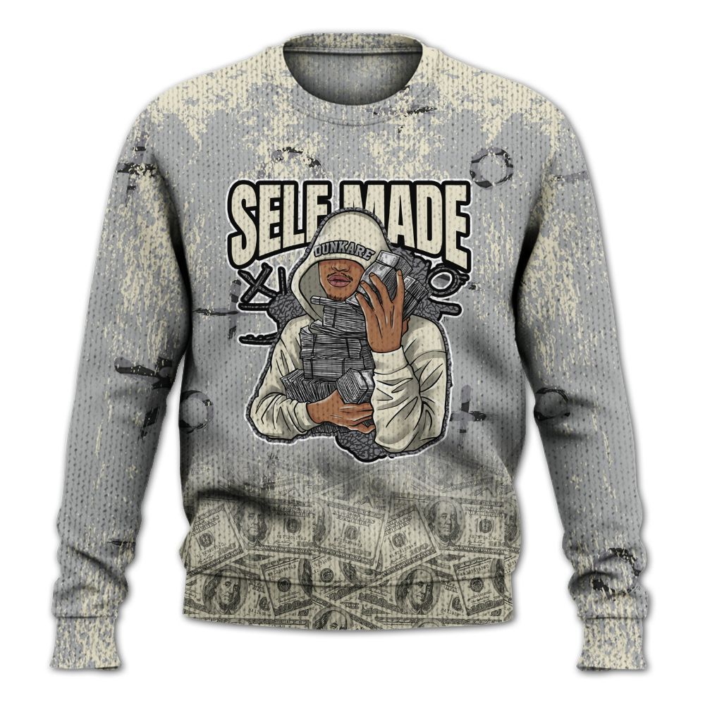 Knitted Sweater To Match Cement Grey 3s - Selfmade Unique Grunge