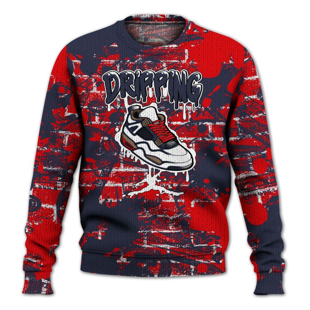 Knitted Sweater To Match Low OG Howard Bison 1s - Dripping Shoe 4S Graphic Street Art