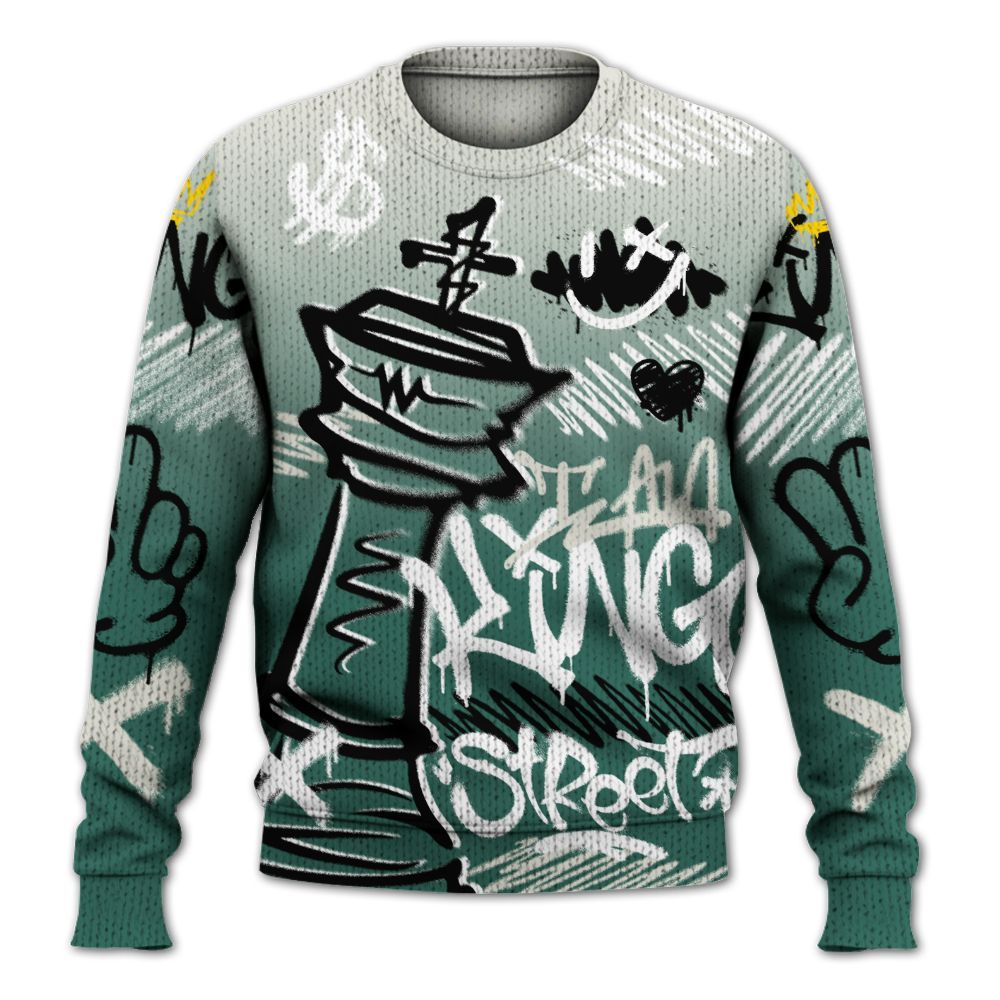 Knitted Sweater To Match RM Oxidized Green 4s - Street King Chess Streetwear