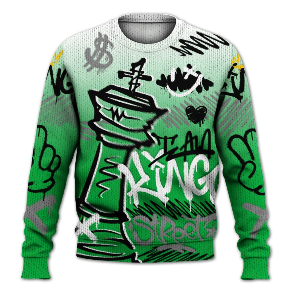 Knitted Sweater To Match Lucky Green 5s - Street King Chess Streetwear