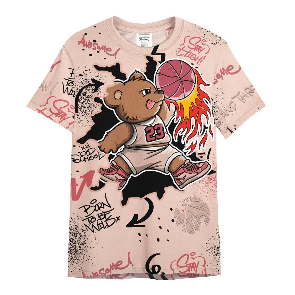 Shirt To Match Washed Coral 2s Shirt - Number 23 Basketball Bear Custom Name All Over Print