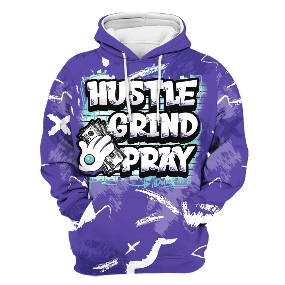 Hoodie To Match Low Hornets 1s - Hustle Grind Pray Retro All Over Print
