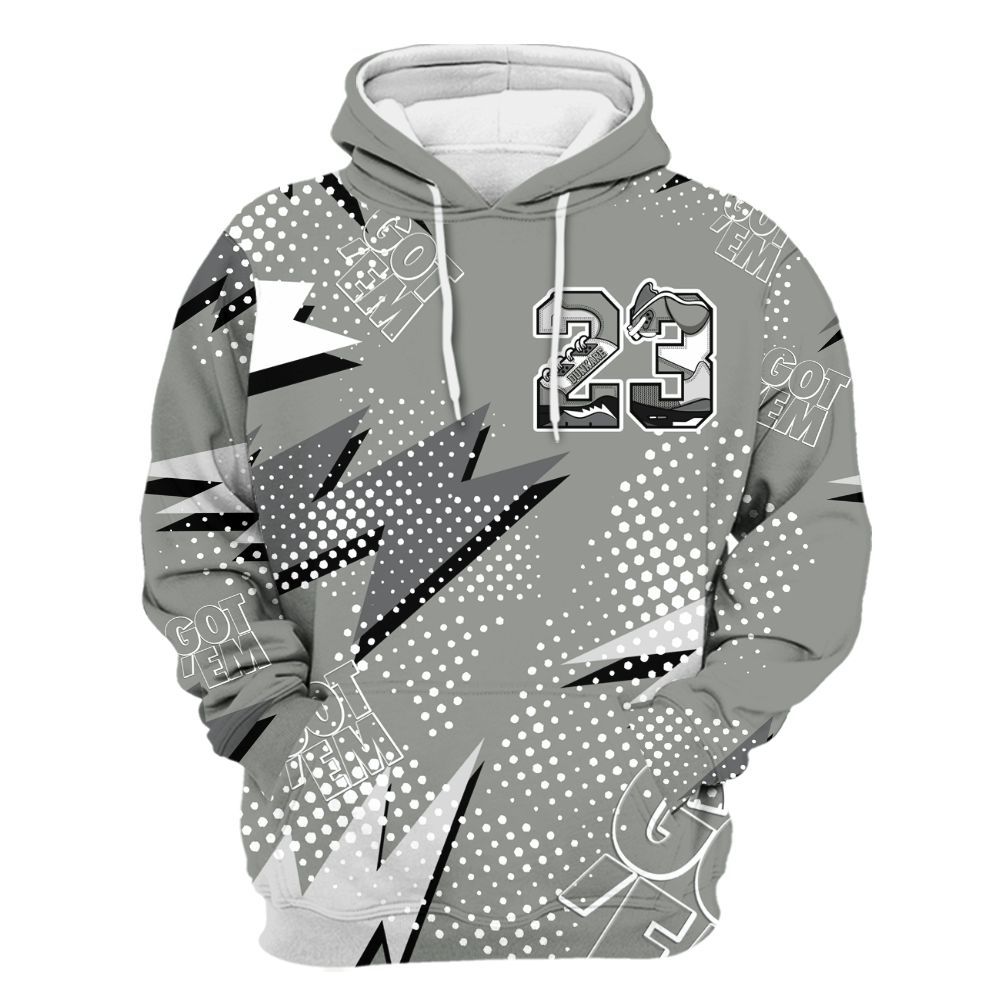 Hoodie To Match Paris Cement Grey 4s - Custom Name Number 23 5s All Over Print