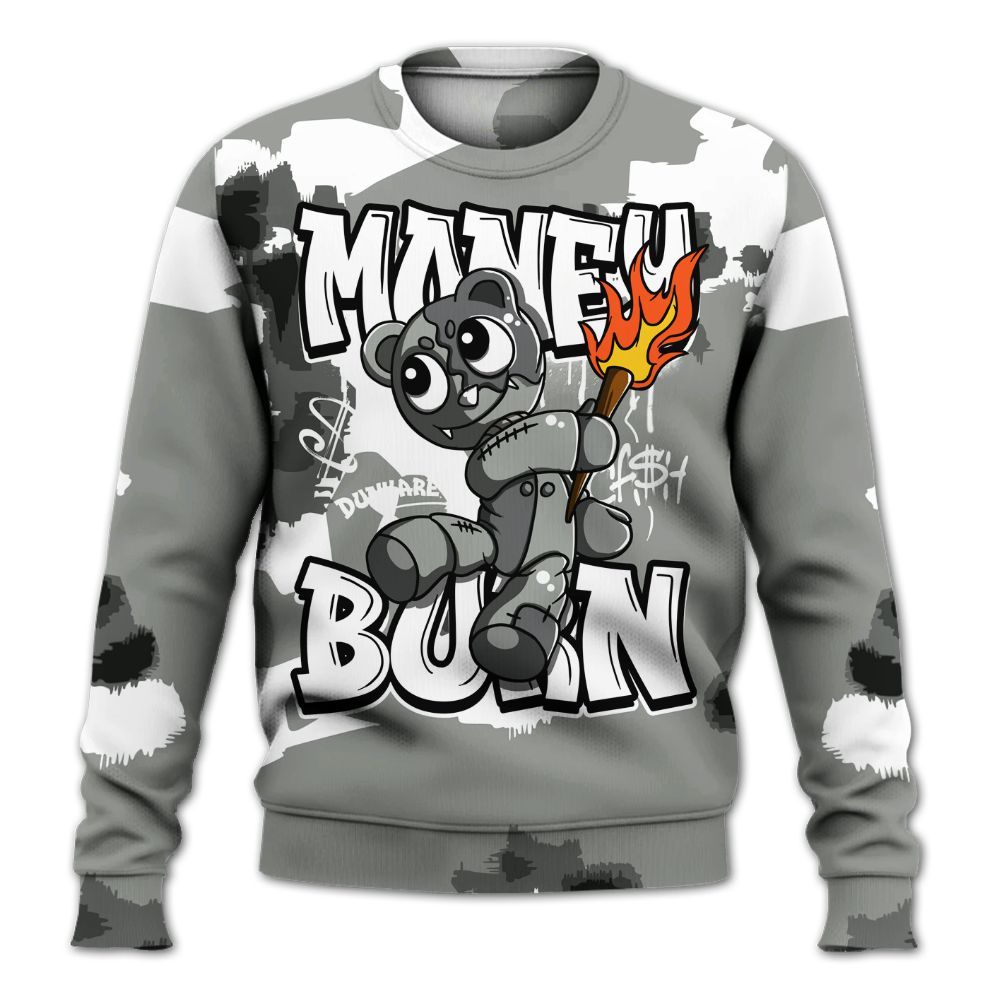 Sweatshirt To Match Paris Cement Grey 4s - Money Burn Retro All Over Print