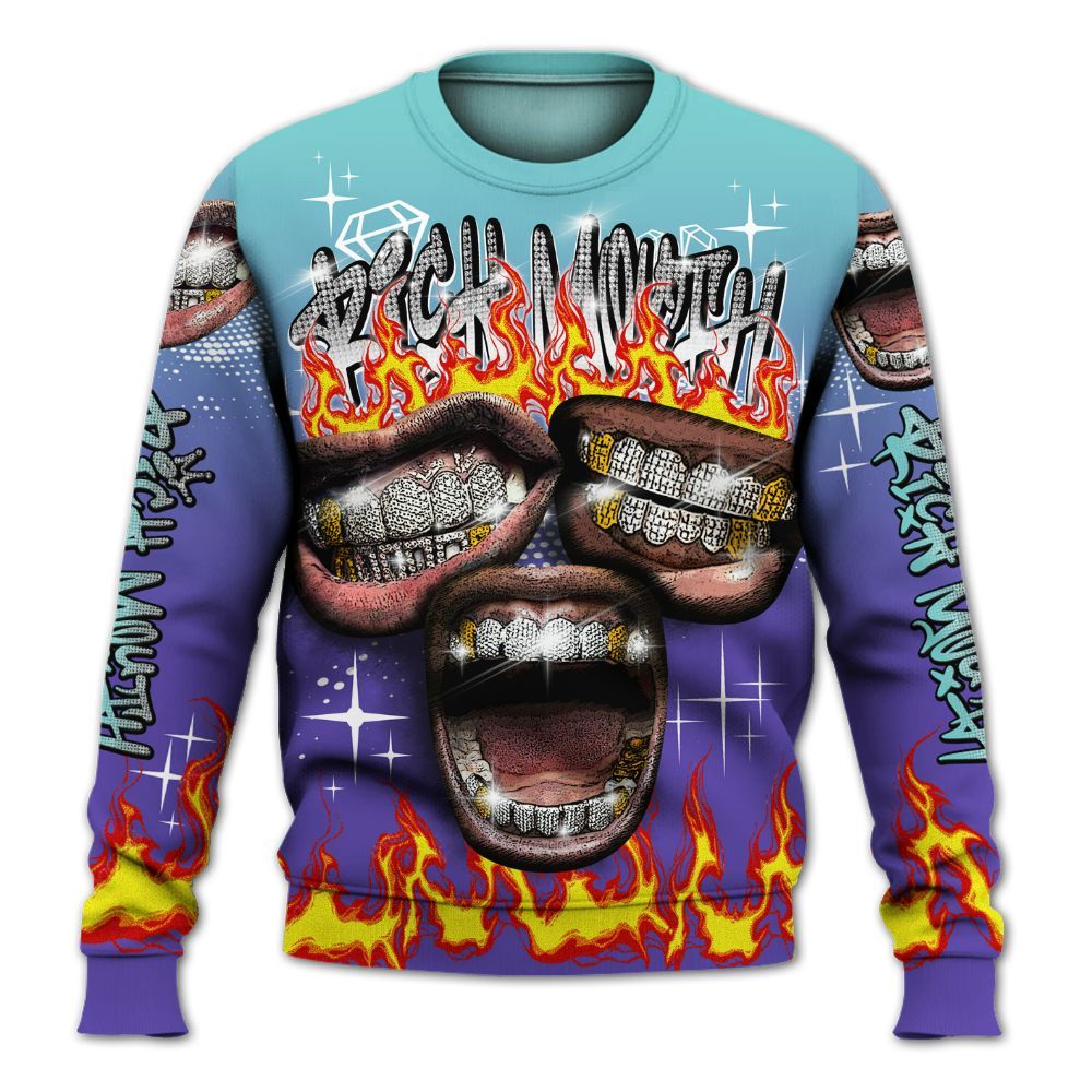 Sweatshirt To Match Low Hornets 1s - Rich Mouth Fire Rap Retro 90s All Over Print