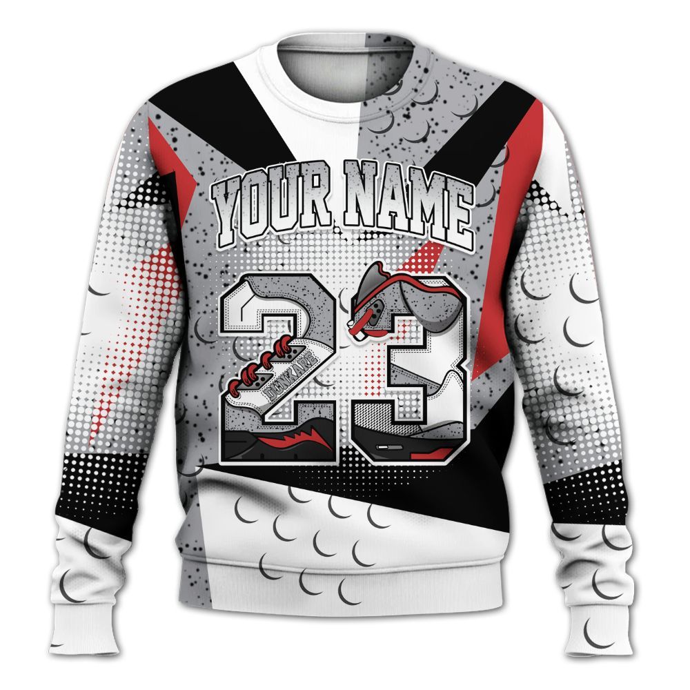 Sweatshirt To Match White Cement 4s - Poly Custom Name Number 23 5s All Over Print