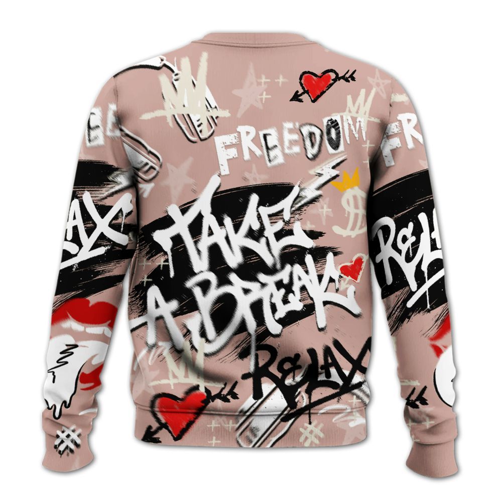 Sweatshirt To Match Air Force Low 1 Arctic Orange - Take Break Freedom Graffiti Streetwear All Over Print