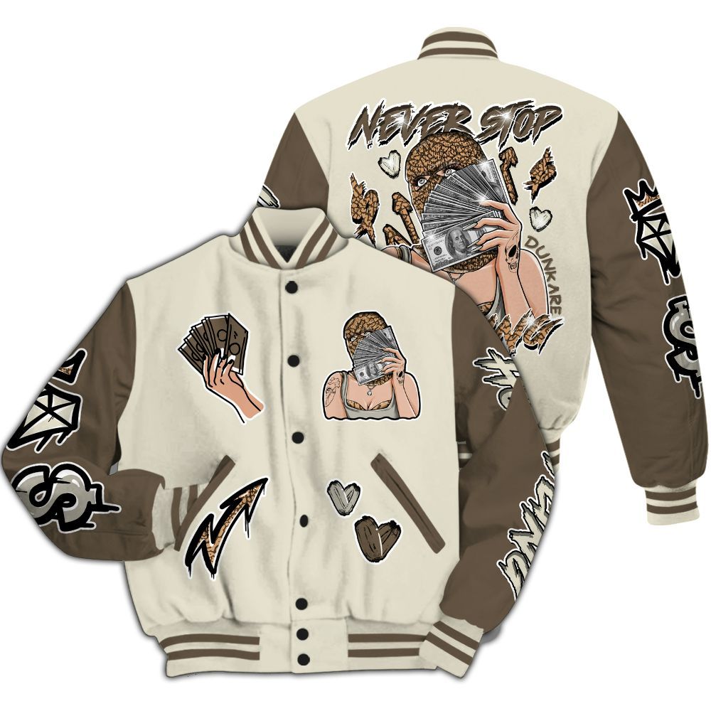 Varsity Jacket To Match Orewood Brown 3s - Hustling Unique All Over Print