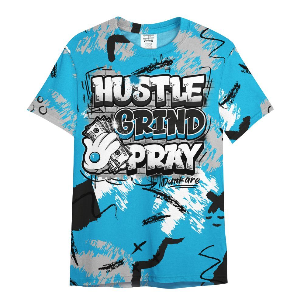 Shirt To Match Black University Blue 2026 14s - Hustle Grind Pray Graphic Street Style All Over Print