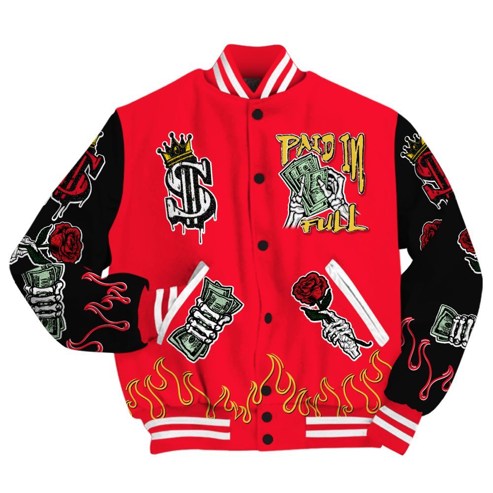 Varsity Jacket To Match KD 18 Air Bakin - Fire Everybody Paid In All Over Print