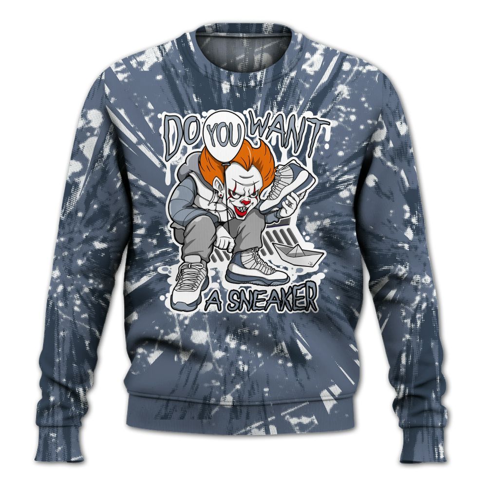 Sweatshirt To Match Low Diffused Blue 11s - Clown Scary Sneakers Graphic Halloween All Over Print