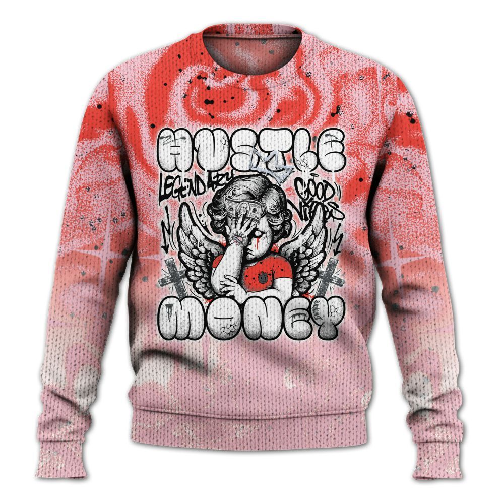 Sweater To Match Retro Awake Arctic Pink - Angel Hustle Money Graphic