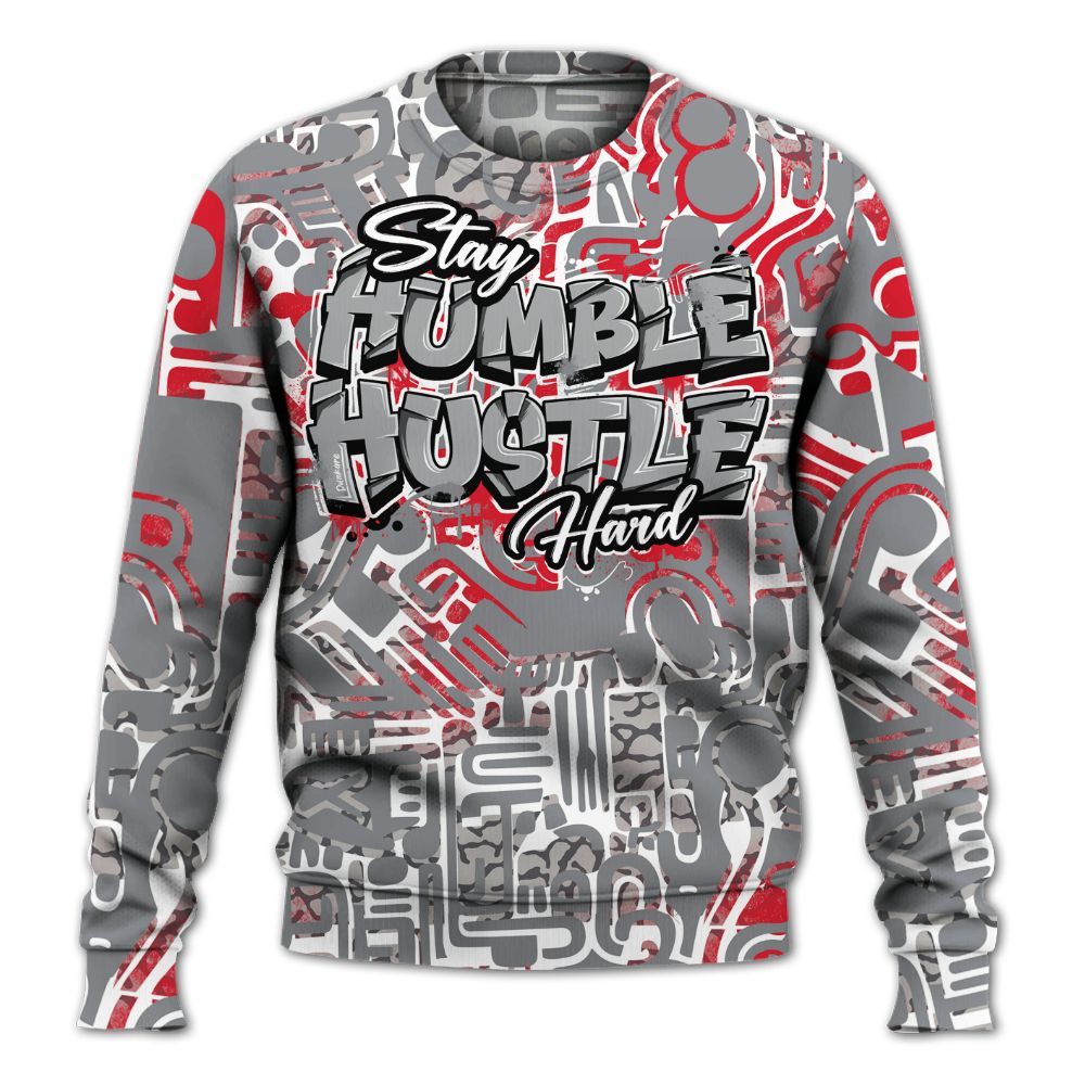 Sweatshirt To Match Black Cement 3s - Humble Hustle Doodle Retro All Over Print