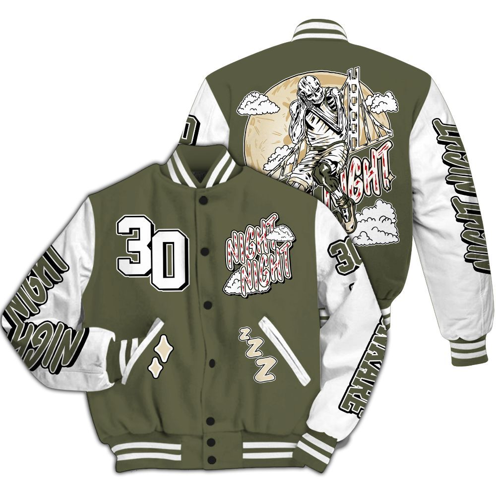 Varsity Jacket To Match Travis Scott Low OG Medium Olive 1s - Seeya Skeleton All Over Print