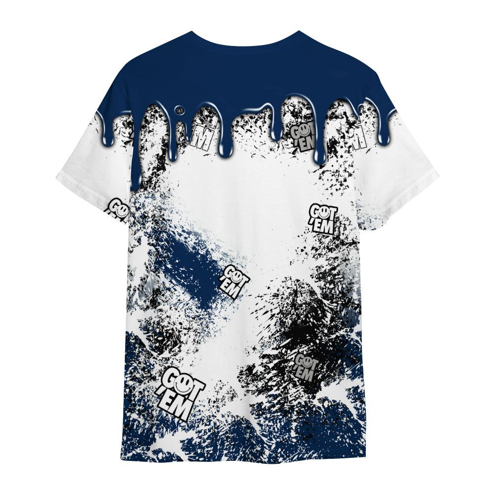Shirt To Match Dunk Low White Midnight Navy - Dripping 23 Drip All Over Print