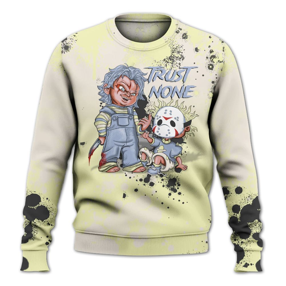 Sweatshirt To Match Luminous Green 5s - Trust No One Scary All Over Print
