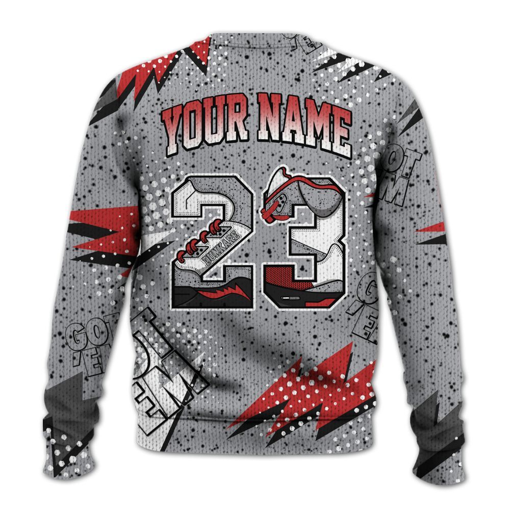 Knitted Sweater To Match White Cement 4s - Custom Name Number 23 5s